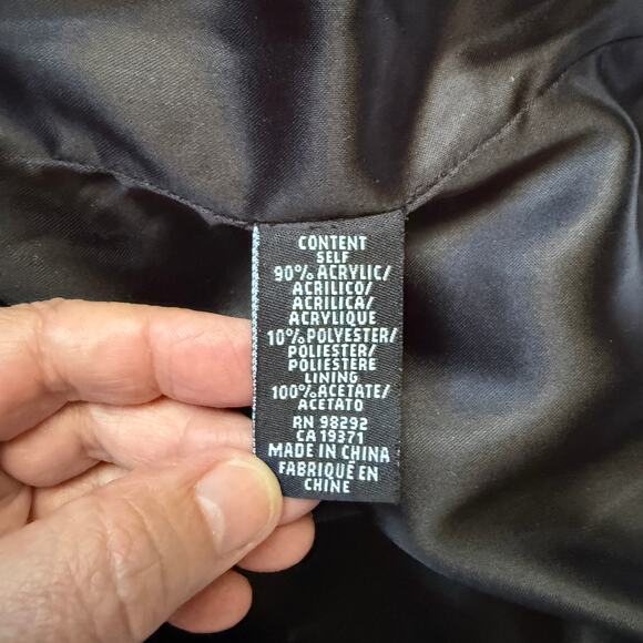 Tibi faux fur coat, size M, charcoal grey w/ white stripe, 3/4 sleeve EUC - Picture 5 of 6